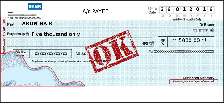profession and error-free printed cheques
