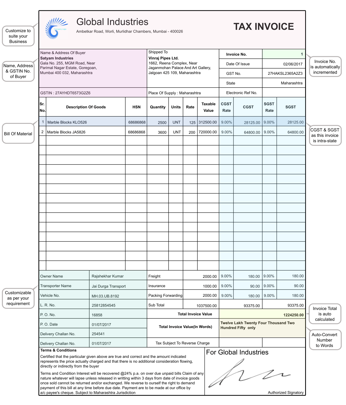 GST Tax Invoice Software & Format Online